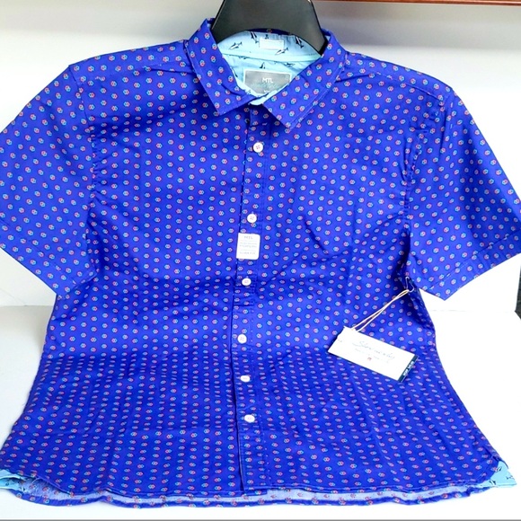 Made To Live Other - MTL MADE TO LIVE MENS BUTTON DOWN SHIRT, SIZE MEDIUM BLUE, 100% COTTON, SLIM FIT